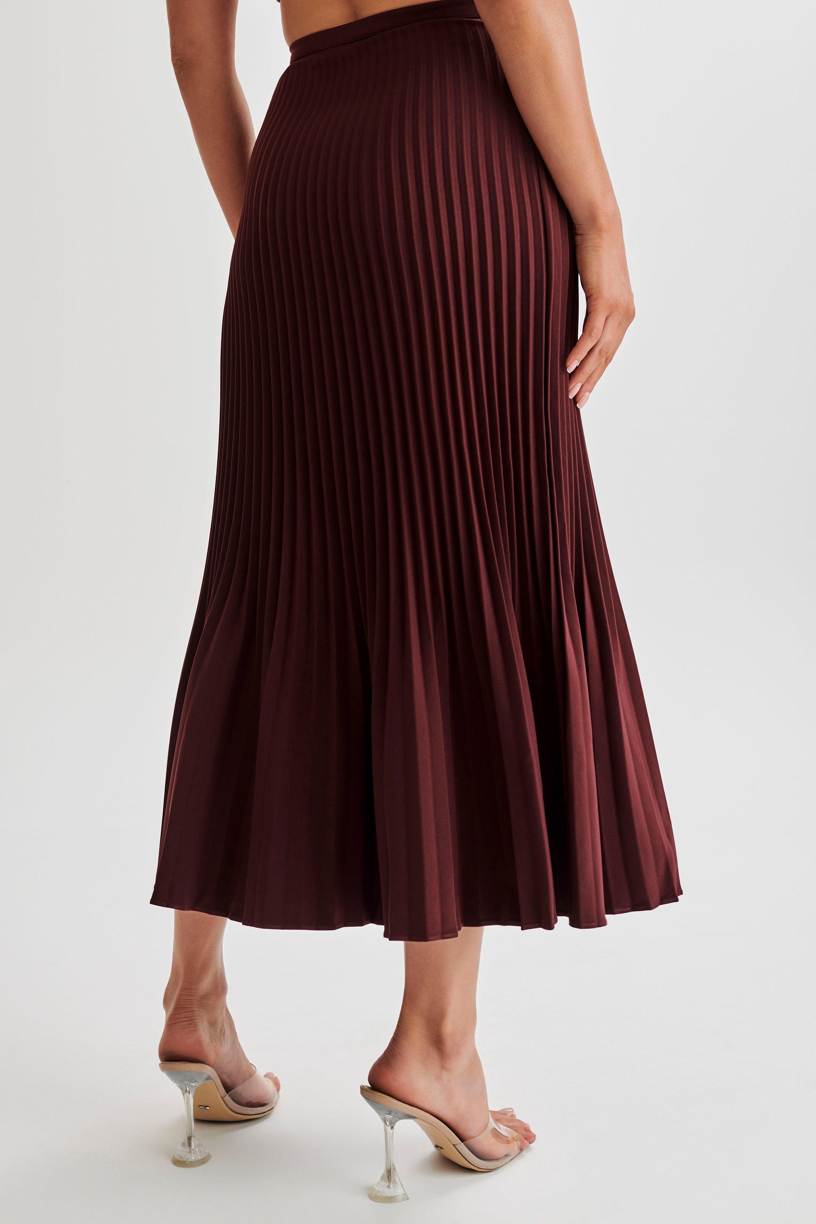 Twyla Pleated Suiting Maxi Skirt - Plum Product Image