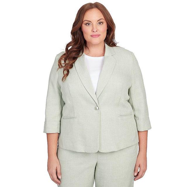 Plus Size Alfred Dunner Collared Button Front Blazer Jacket, Womens Lt Orange Product Image