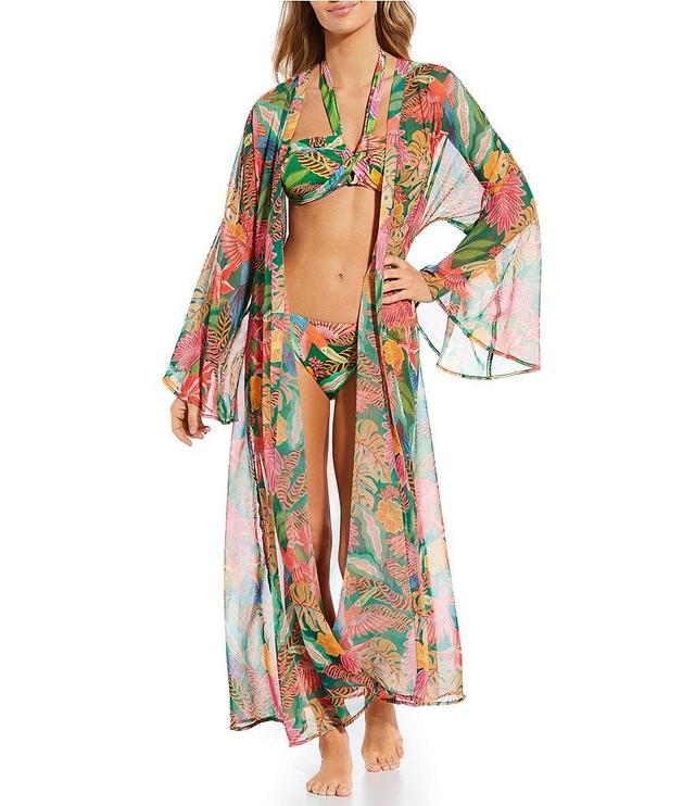 Gibson & Latimer Jungle Life Open Front Kimono Swim Cover-Up Product Image