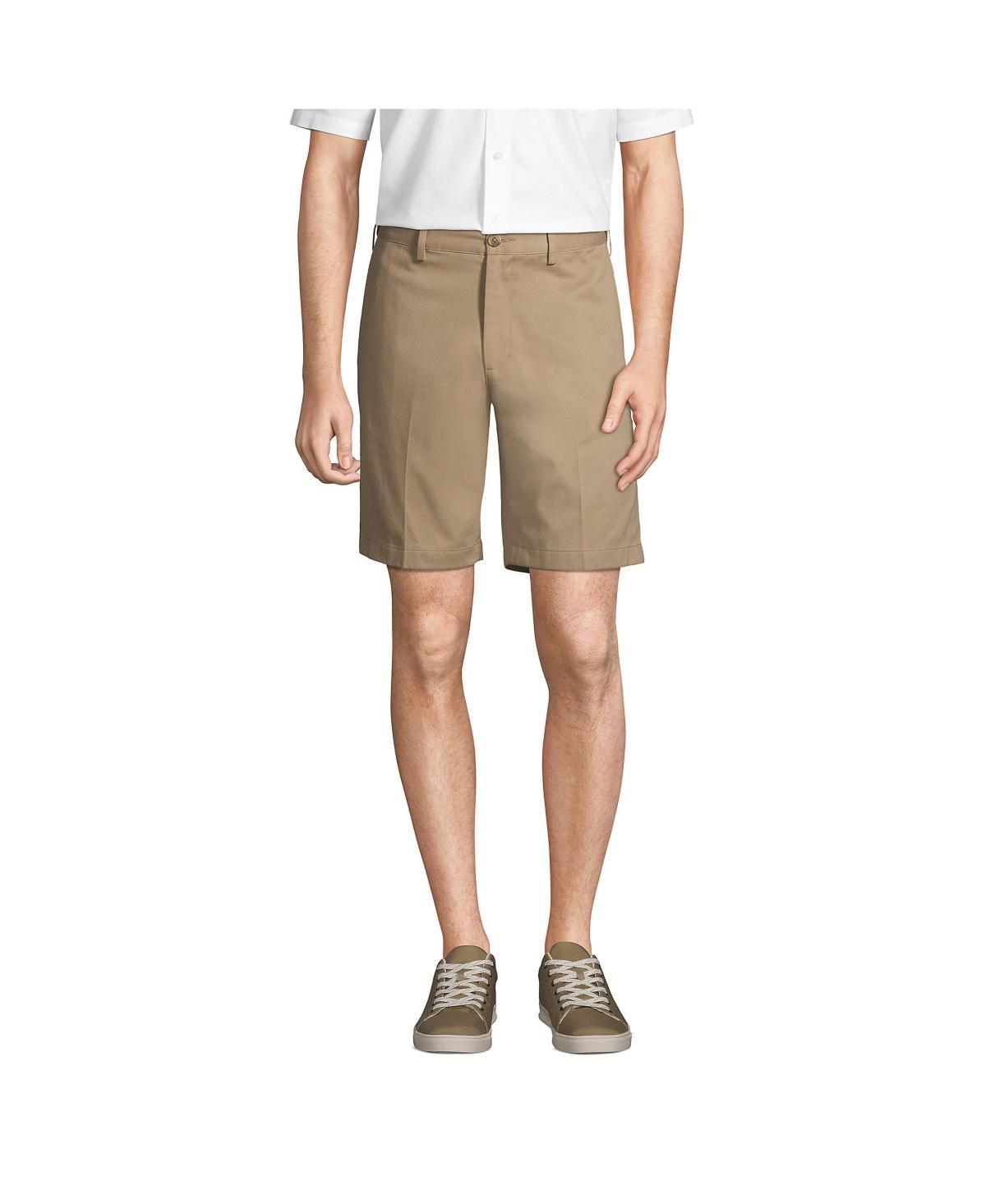 Big & Tall Lands End Comfort Waist 9-inch No-Iron Chino Shorts, Mens Light Grey Product Image