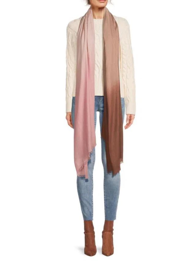 Women's Dip Dye Cashmere Blend Wrap In Dark Pink Product Image