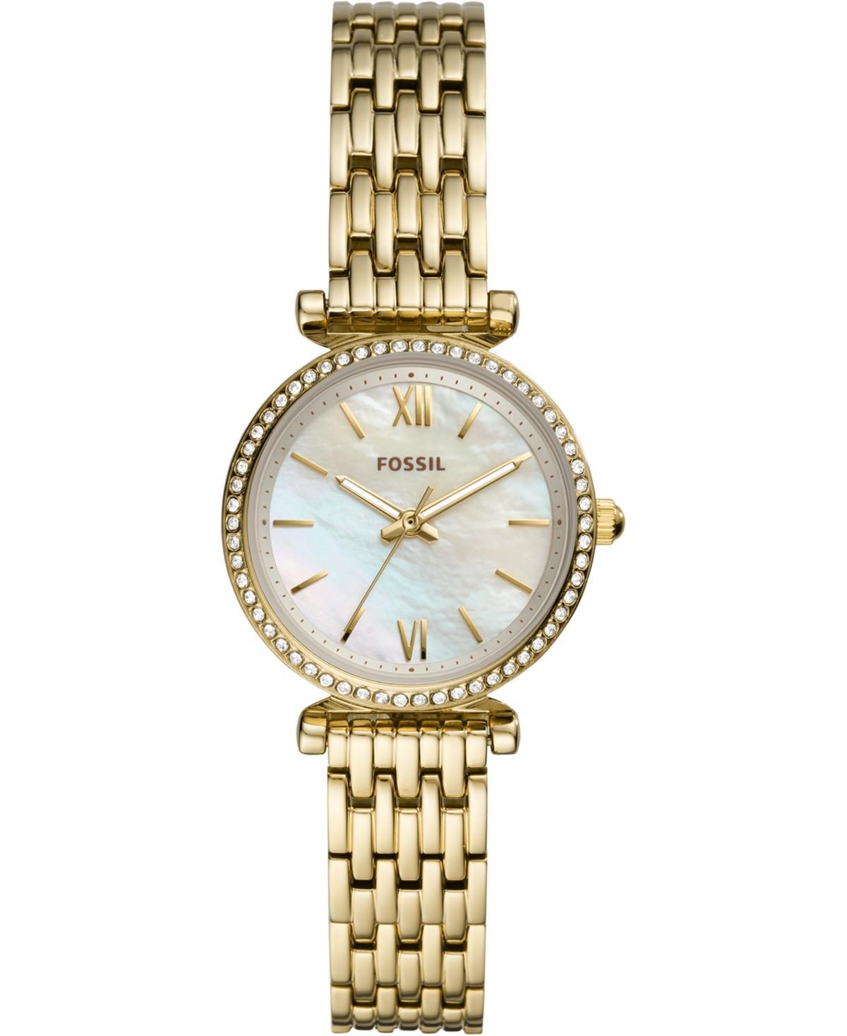 Fossil Womens Carlie Mini Gold-Tone Stainless Steel Bracelet Watch 28mm Product Image