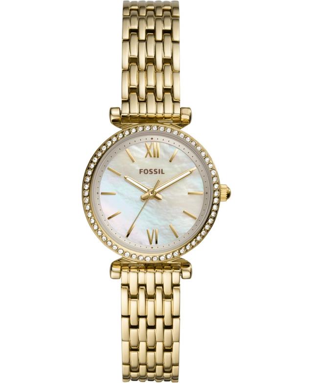 Fossil Womens Carlie Mini Gold-Tone Stainless Steel Bracelet Watch 28mm Product Image