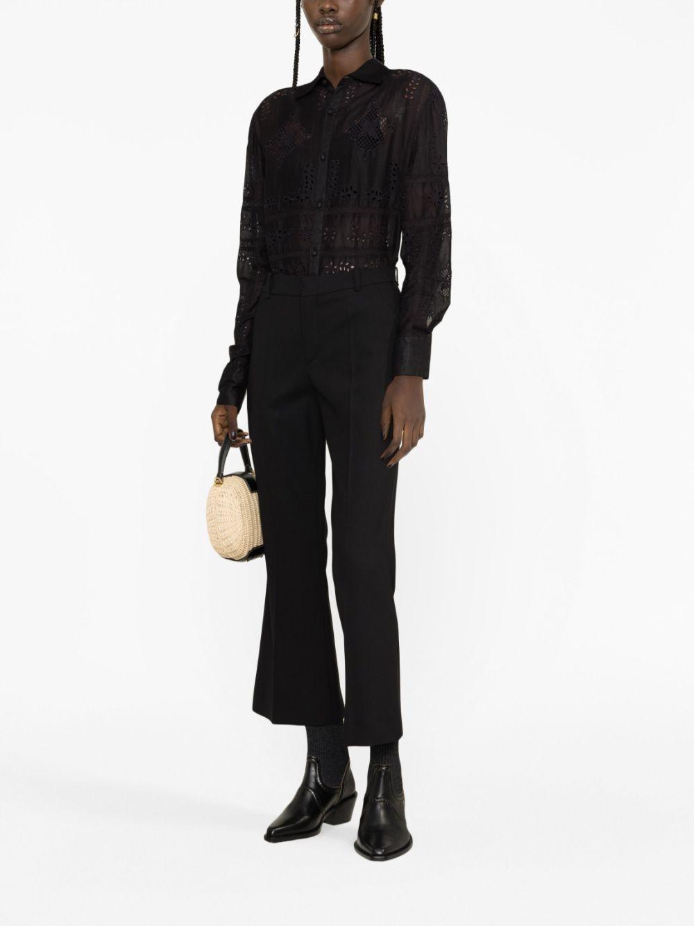 CHLOÉ Cropped Stretch-wool Flared Pants In Black Product Image