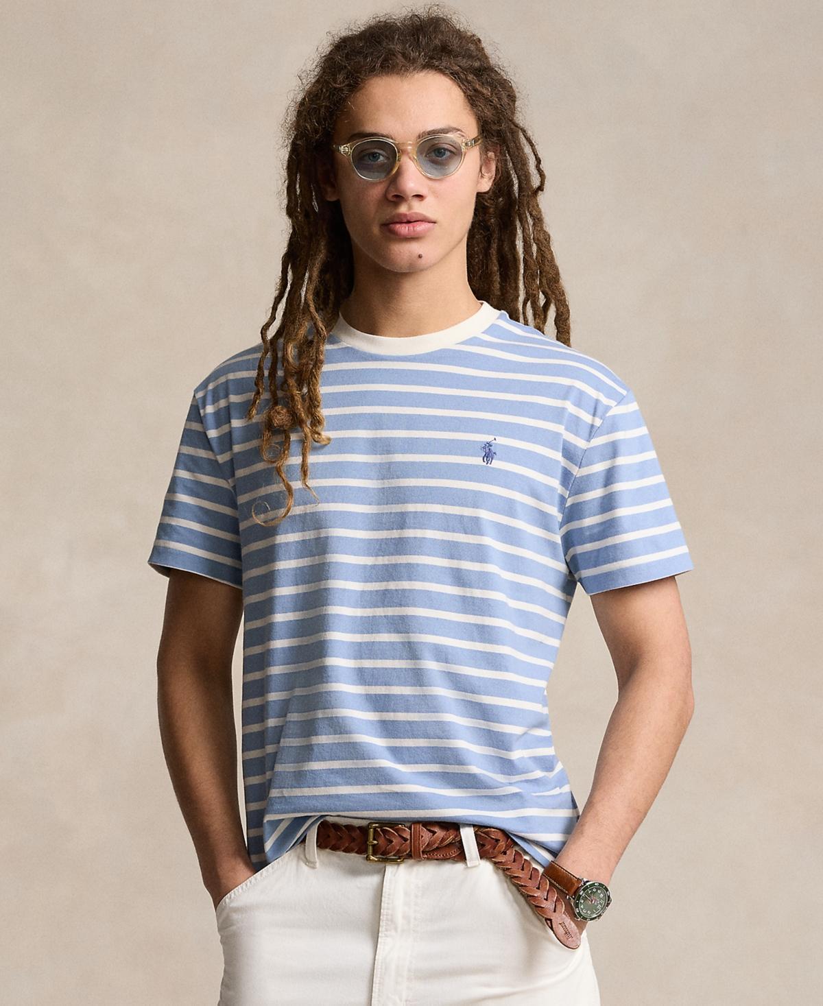 Mens Striped Jersey Crewneck T-Shirt Product Image