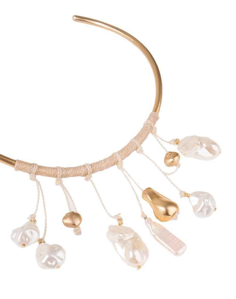 Pearl Hoop Necklace - Gold Product Image