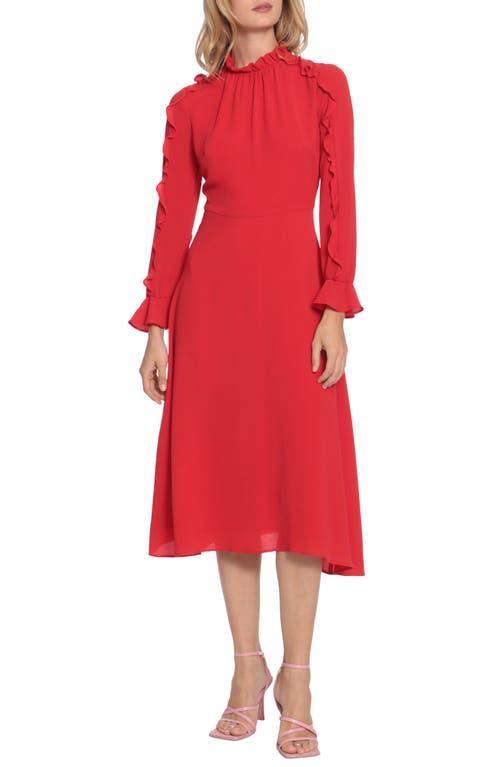 DONNA MORGAN FOR MAGGY Ruffle Long Sleeve A-Line Midi Dress Product Image