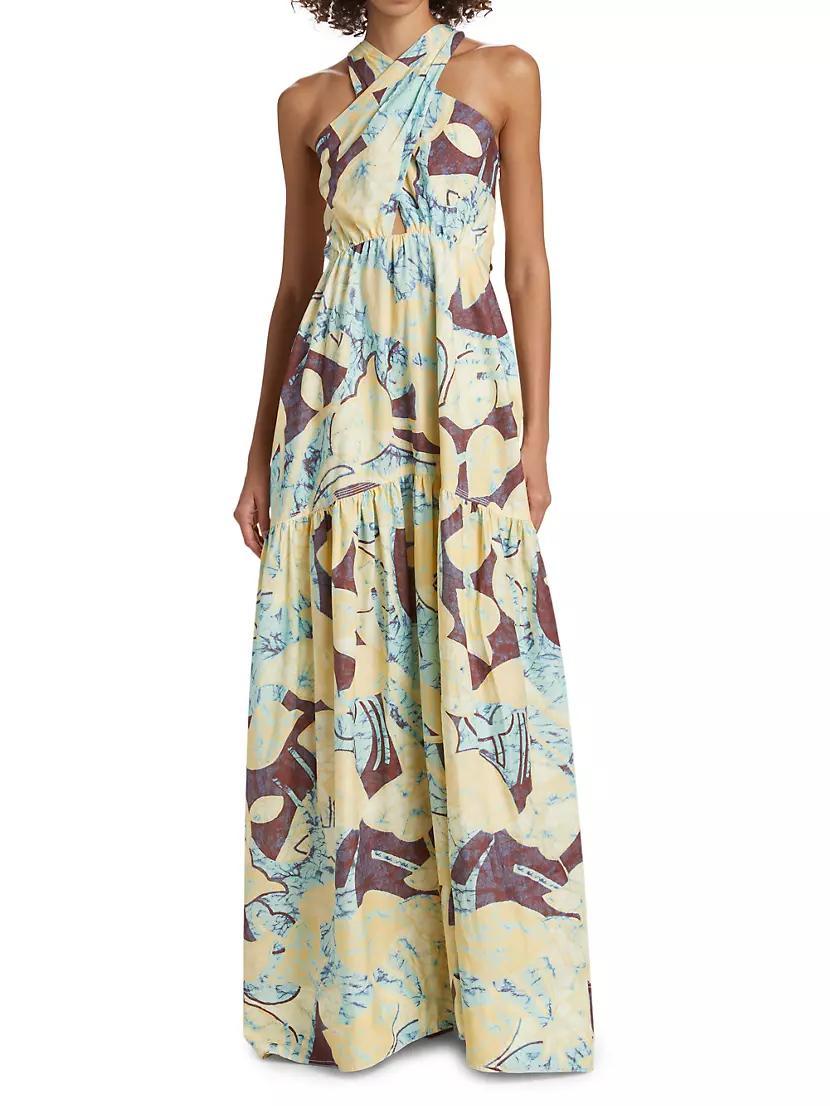 Veronica Abstract Halter Maxi Dress Product Image