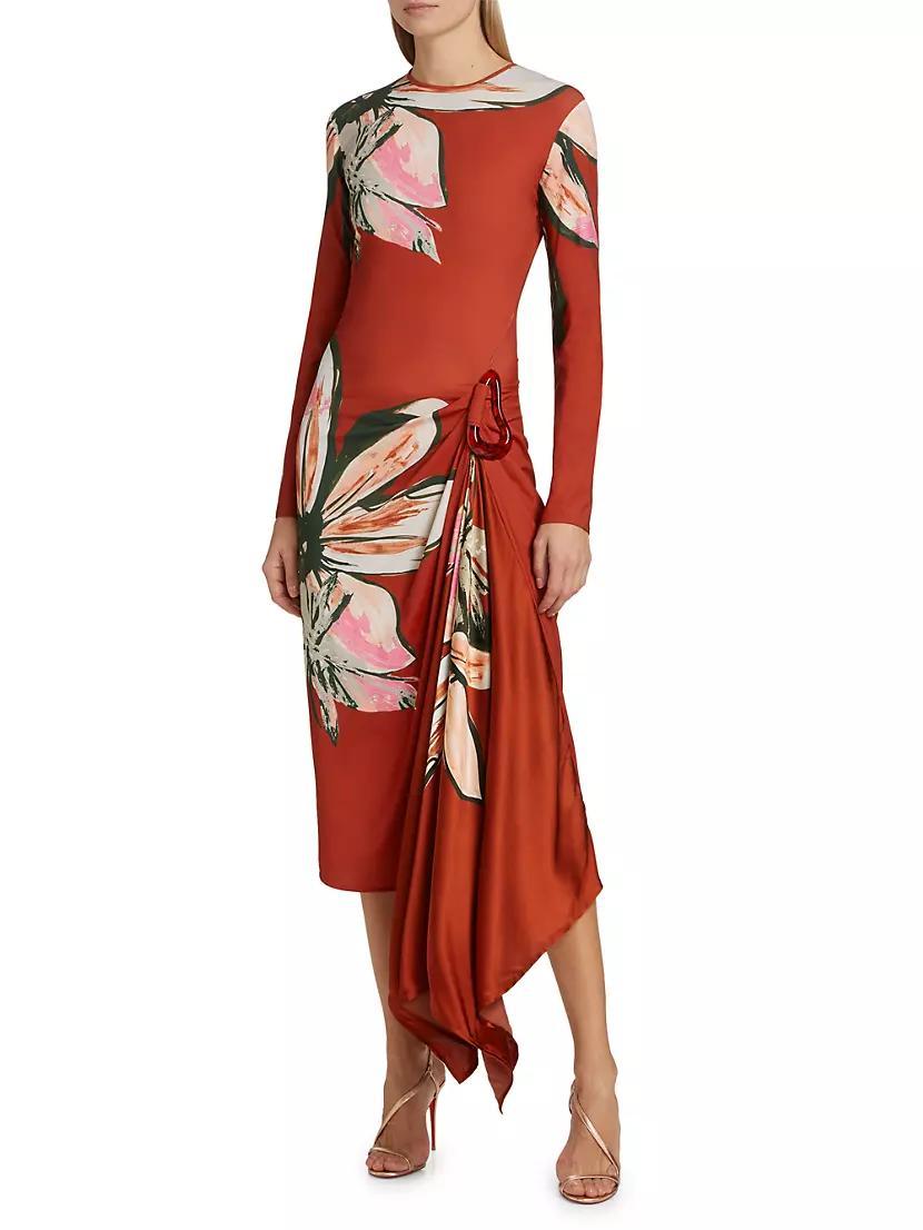 Ananya Floral Draped Midi-Dress Product Image