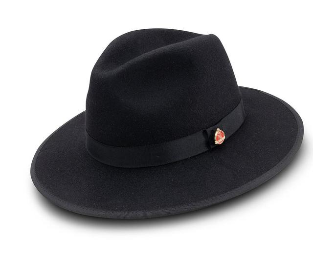 Black 3 ⅛" Brim Wool Felt Hat with Red Bottom Product Image