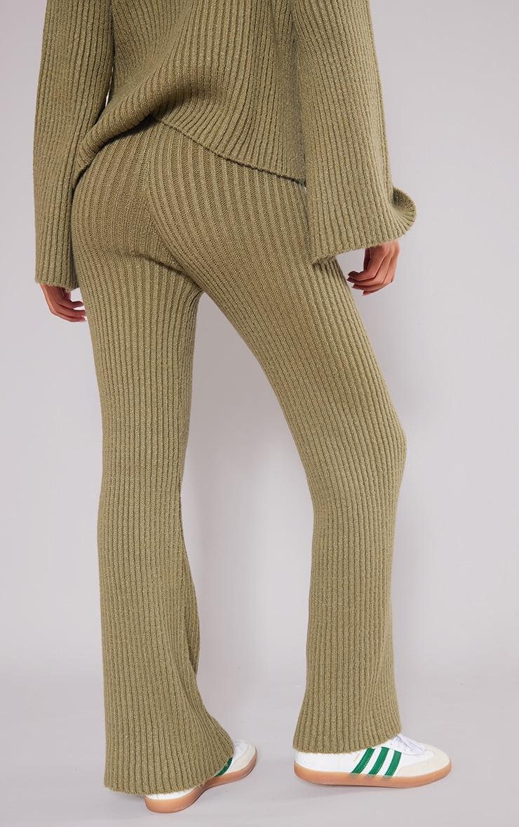 Tall Olive Soft Knit Wide Leg Pants Product Image