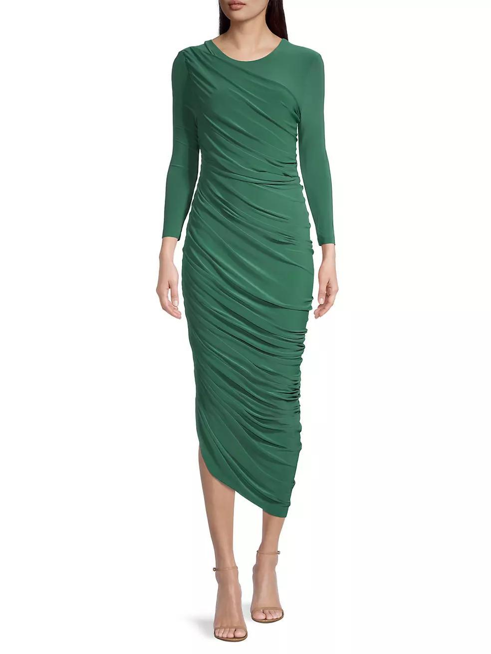 Diana Ruched Bracelet-Length Sleeve Gown Product Image