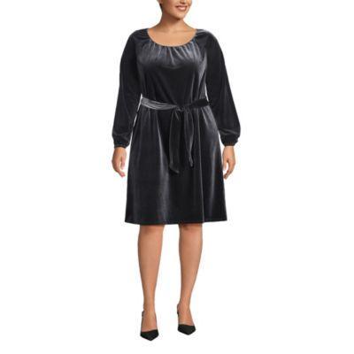 Womens Lands End Velvet Belted Knee Length Dress Product Image