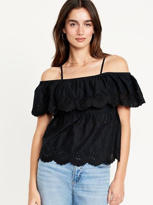 Off-Shoulder Cutwork Top Product Image