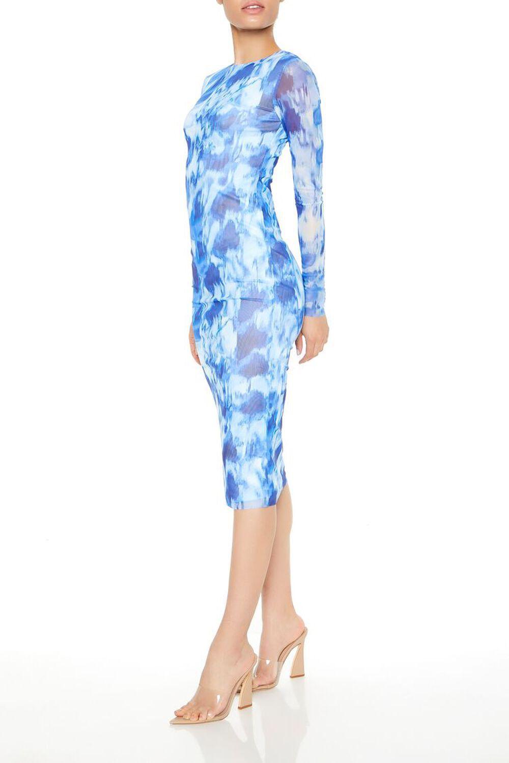 Mesh Watercolor Bodycon Midi Dress | Forever 21 Product Image