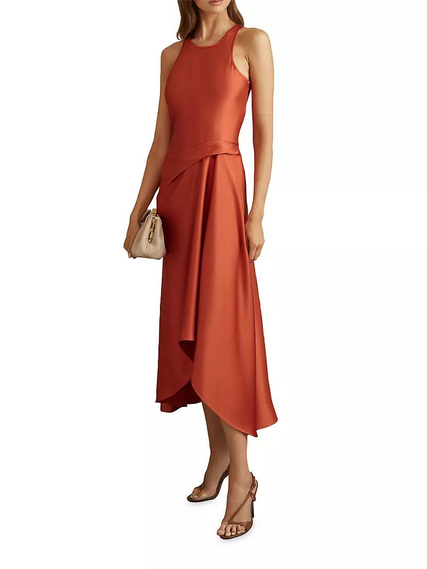 Micah Satin Tuck Midi-Dress Product Image