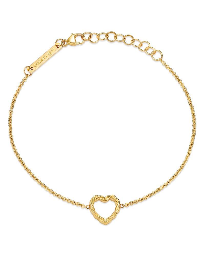 Womens Feel The Love 14K Gold Open Twisted Heart Bracelet Product Image