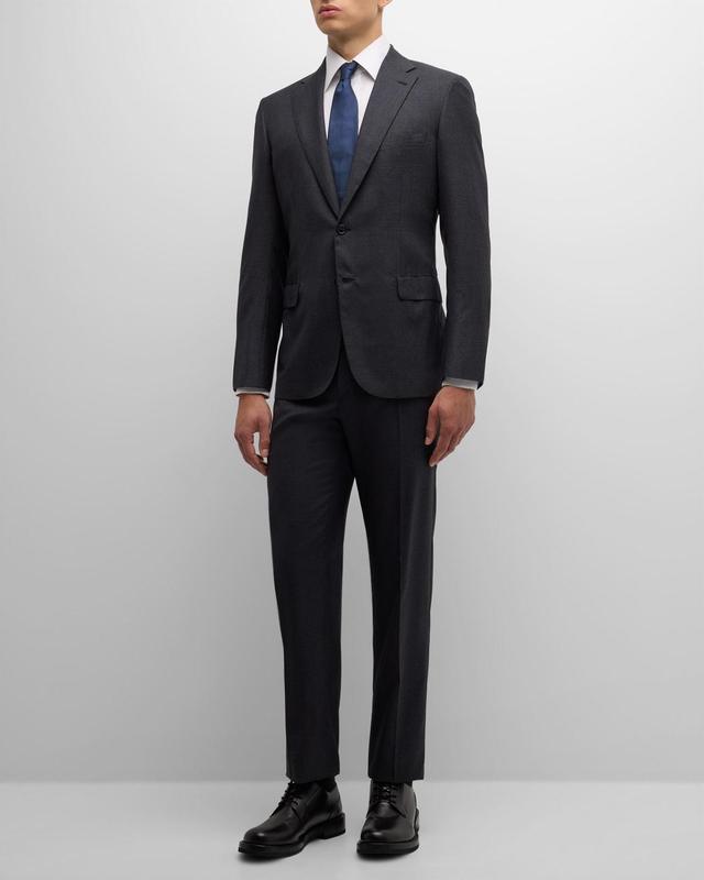 Men's Tonal Check Wool Suit Product Image