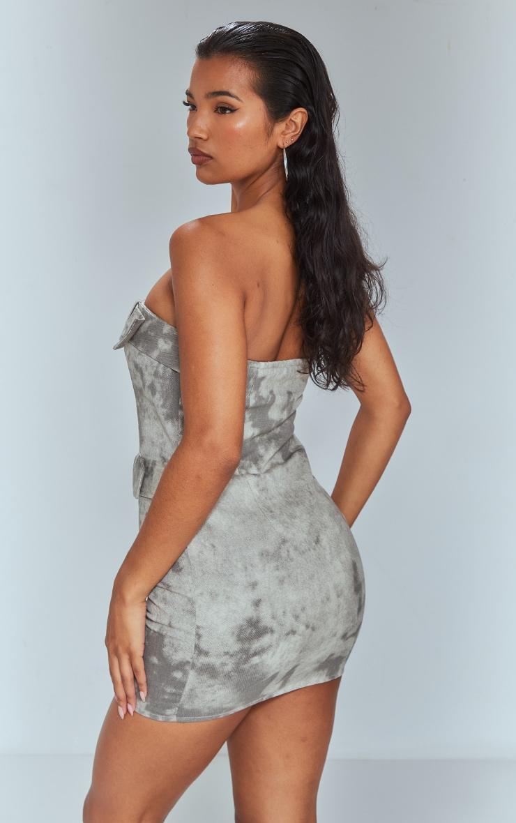 Grey Eyelet Buckle Detail Bandeau Bodycon Dress Product Image