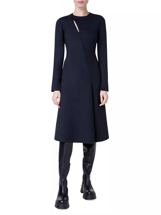 Cut-Out Long-Sleeve Midi-Dress Product Image