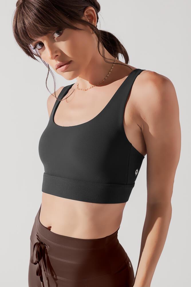 Adventure Scoop Bra (Ribbed) - Charcoal Product Image