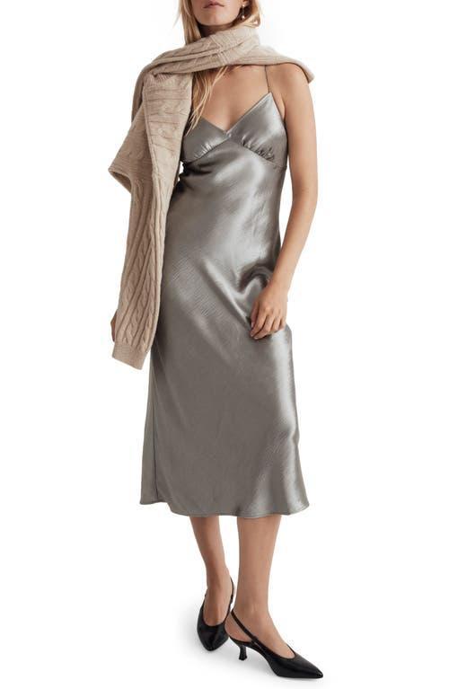 Madewell The Layton Midi Slip Dress (Metallic Recycled Satin) Women's Dress Product Image