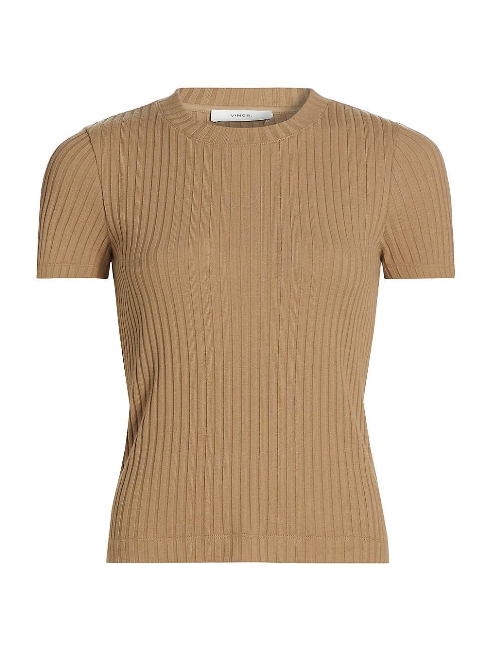 Ribbed Short-Sleeve Crewneck Top Product Image