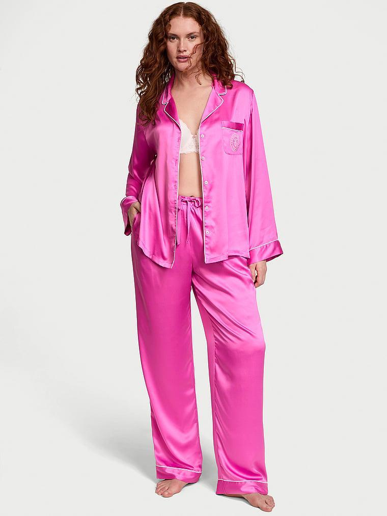 Glazed Satin Long Pajama Set Product Image