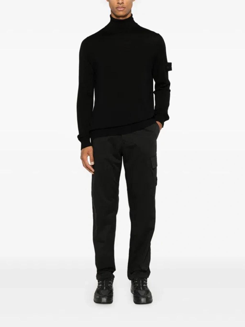 STONE ISLAND Wool Turtle-neck Sweater In Black Product Image