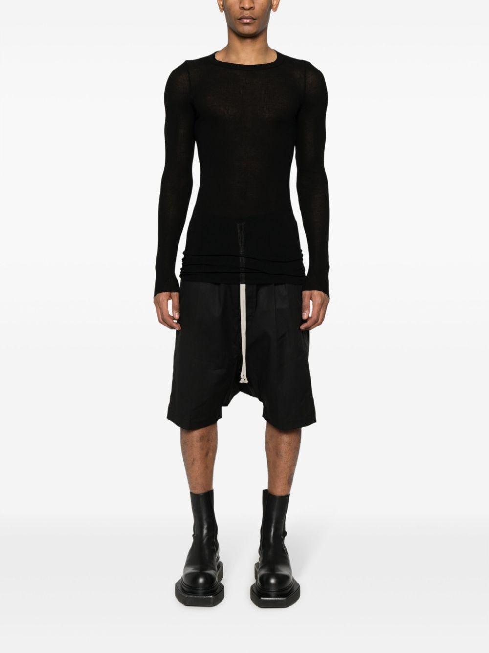 Poplin Drop-crotch Shorts In Black Product Image