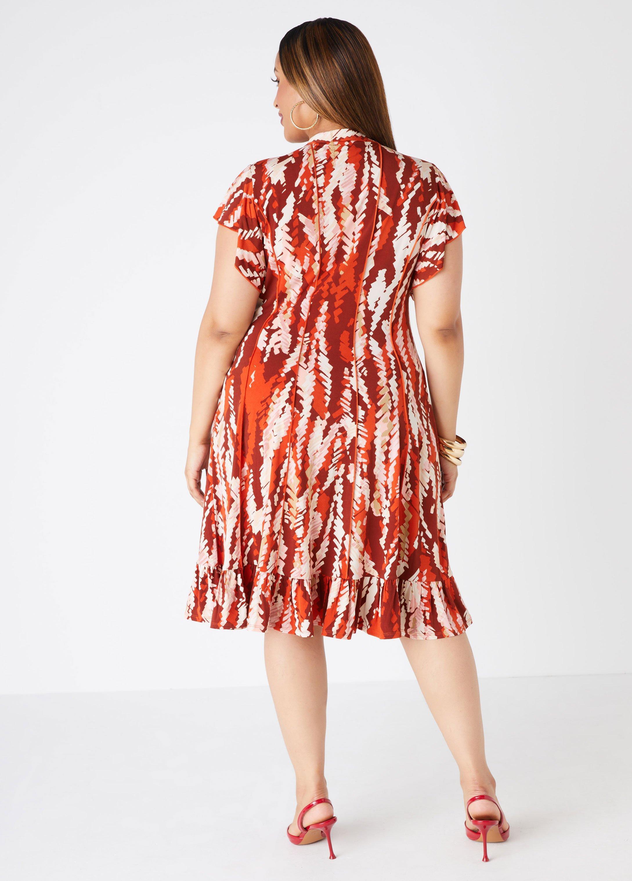 Ruffled Brushstroke Knit Dress Product Image