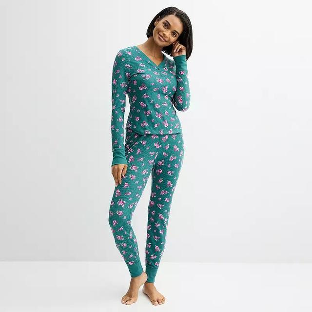 Womens Sonoma Goods For Life 2-pc. Thermal Pajama Top & Pajama Bottoms Set Product Image