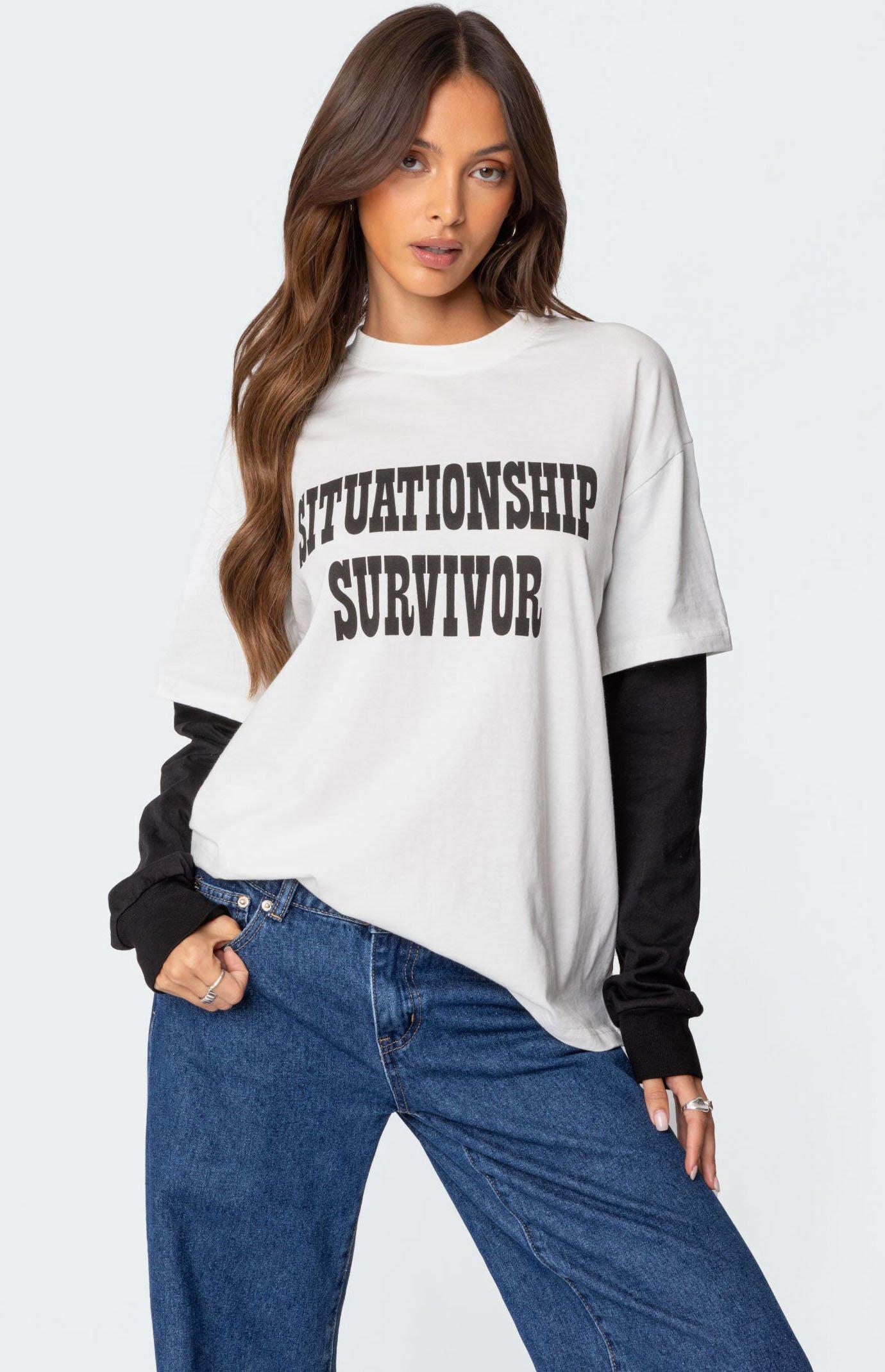 Edikted Women's Situationship Oversized Layered T-Shirt Product Image