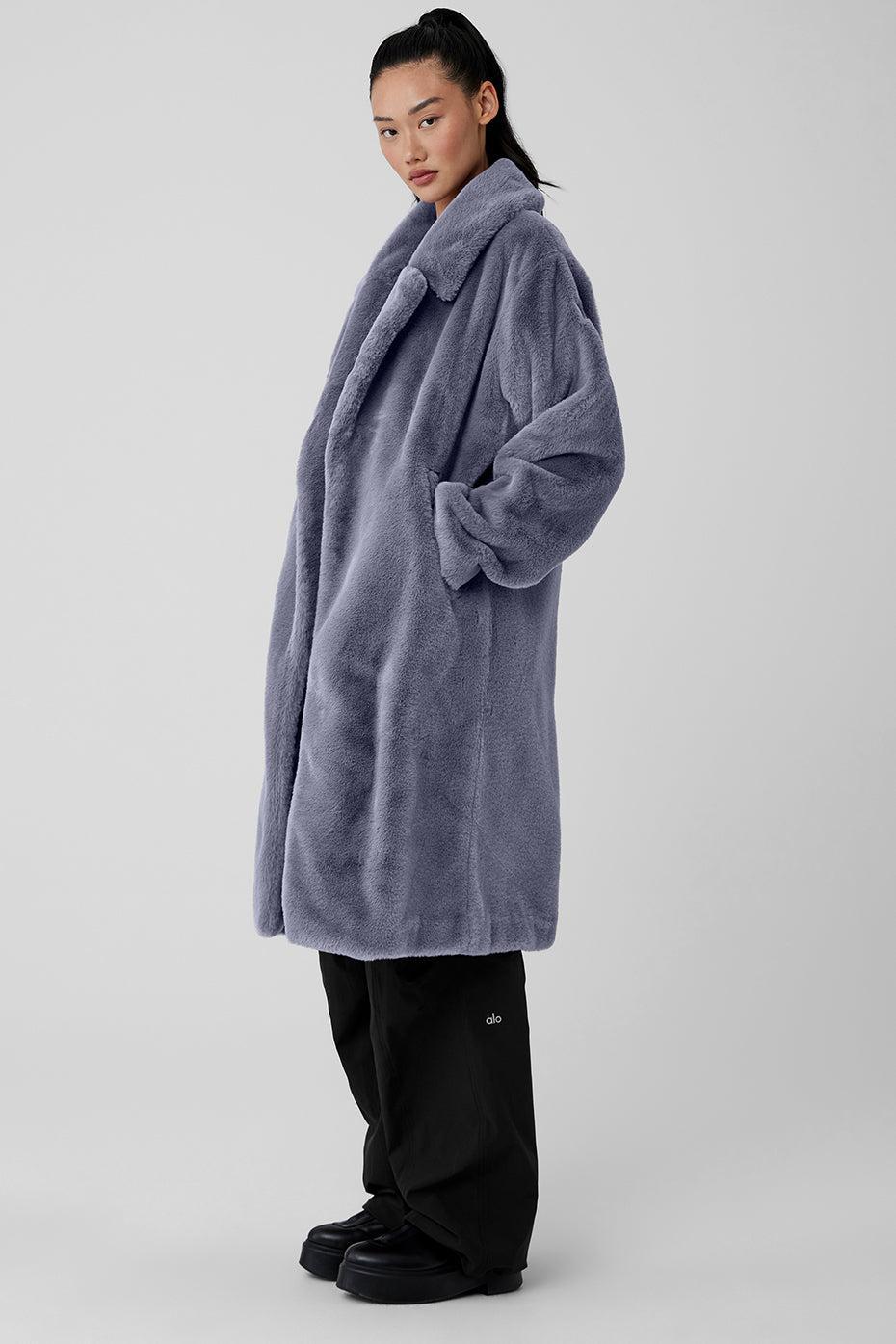 Oversized Faux Fur Trench - Fog Female Product Image