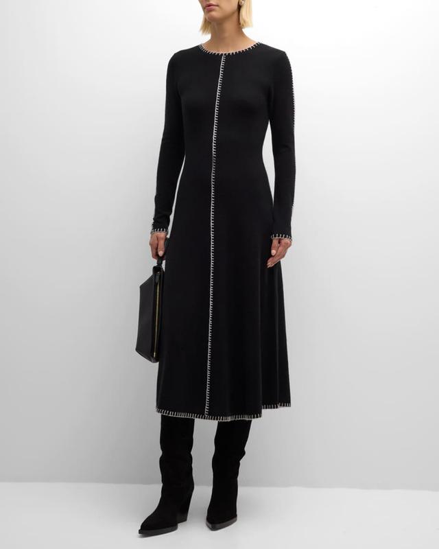 Blanket-Stitch Cashmere Midi Dress Product Image