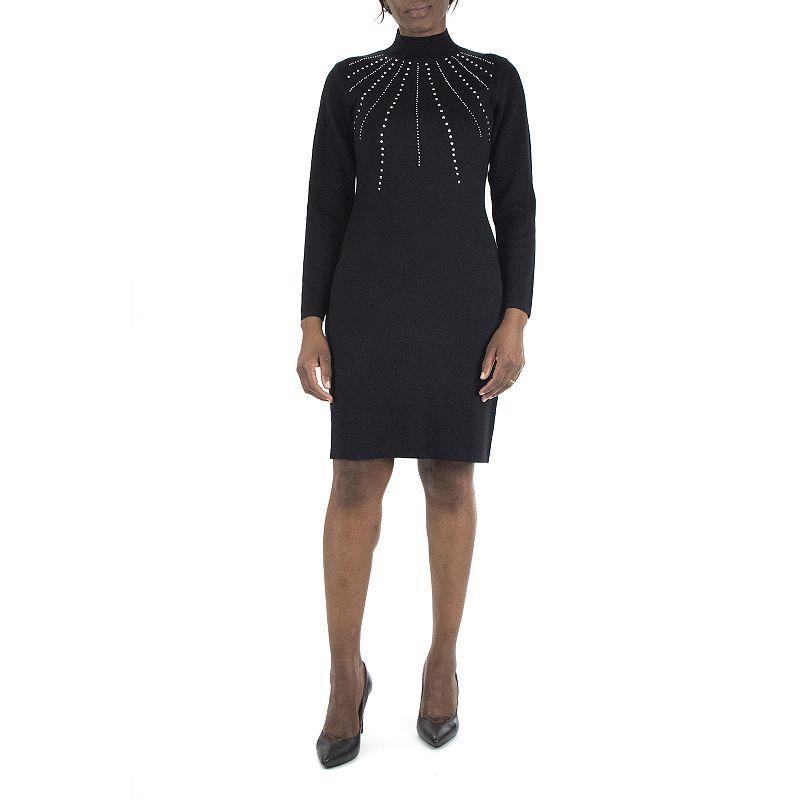 Womens Nina Leonard Studded Sweater Dress Product Image