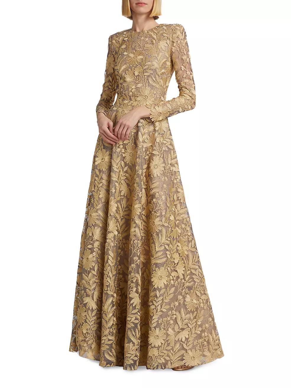 Floral Lace A-Line Gown Product Image