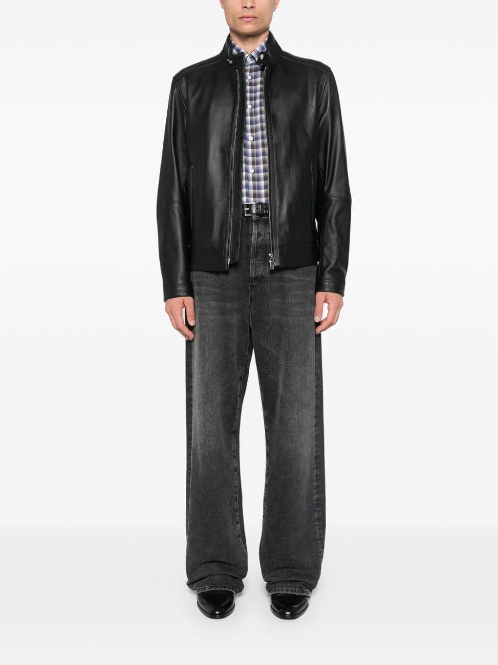 HUGO BOSS Leather Jacket In Black Product Image