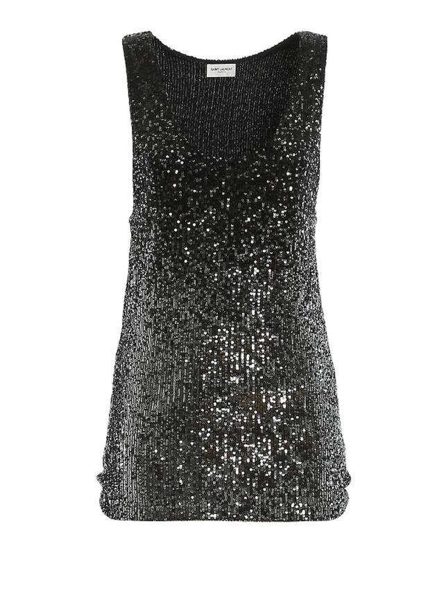 Jersey Sequin Tank Top In Black Multi Product Image