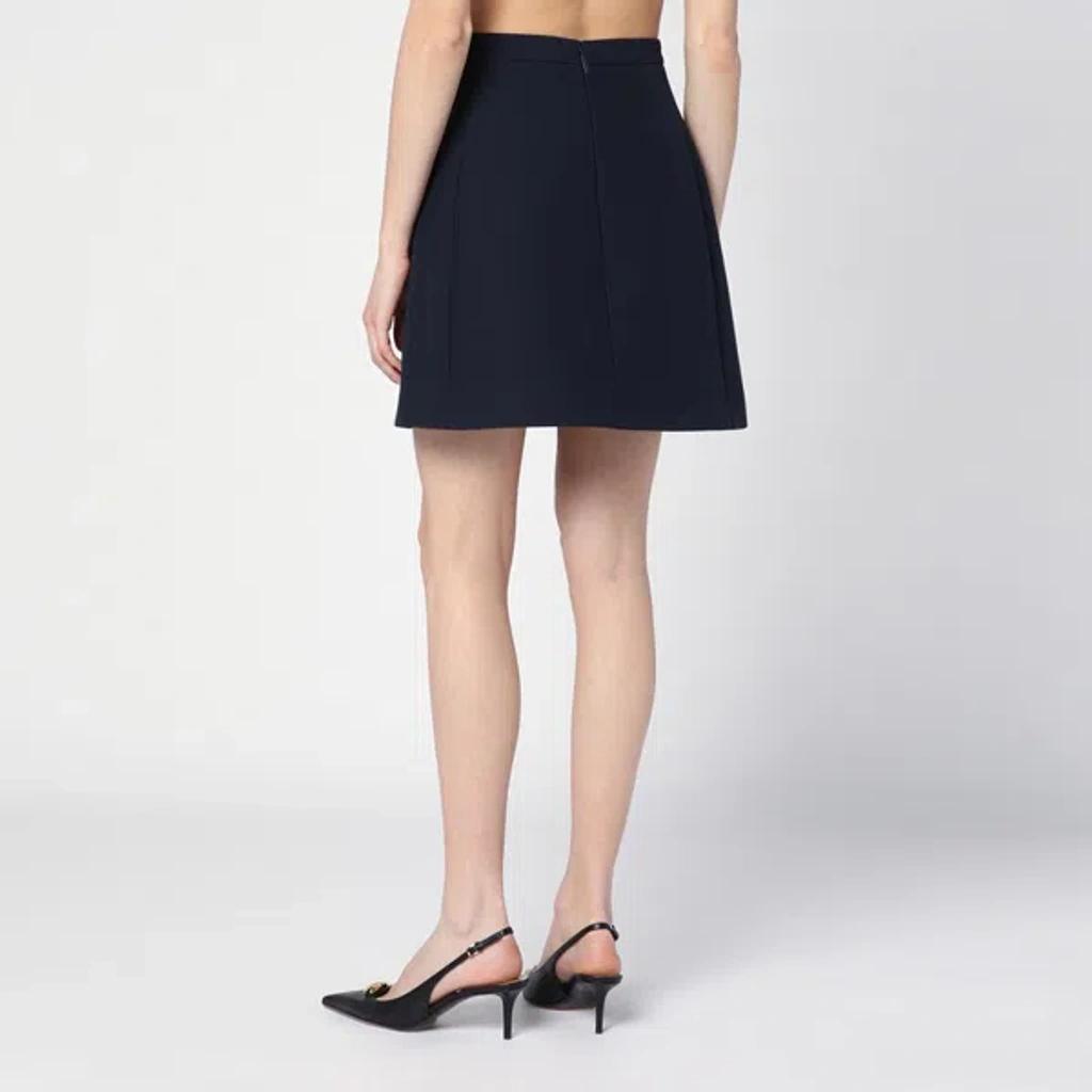 V Logo Belt Wool Mini Skirt In Blue Product Image