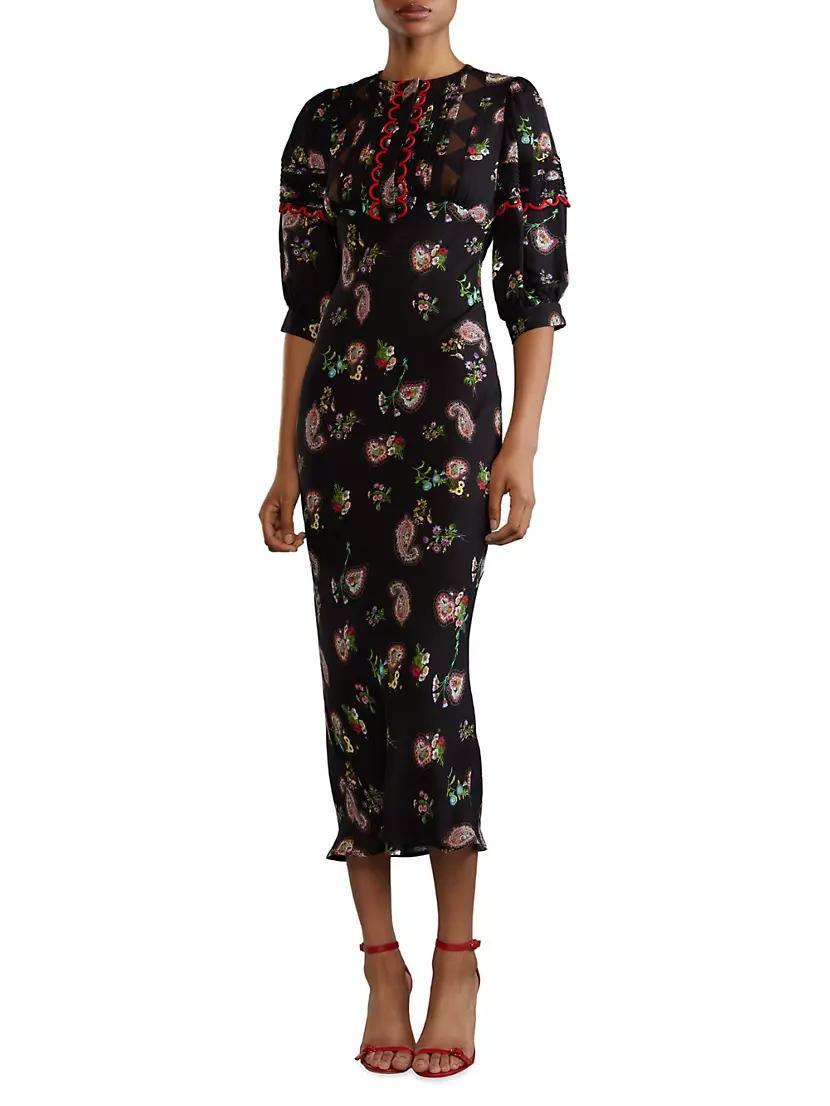 Silk Paisley Midi-Dress product image