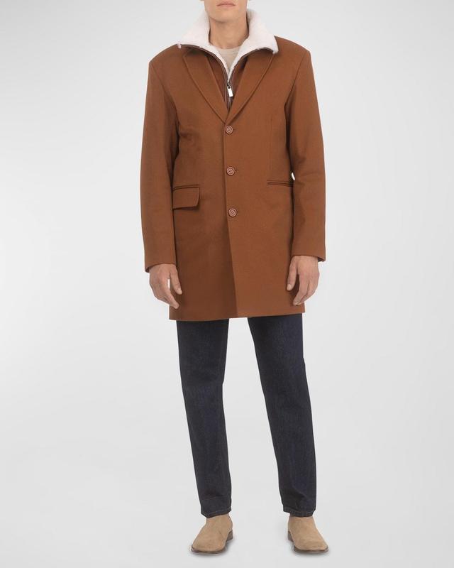 Mens Loro Wool Short Coat with Merino Shearling Lamb Trim Product Image