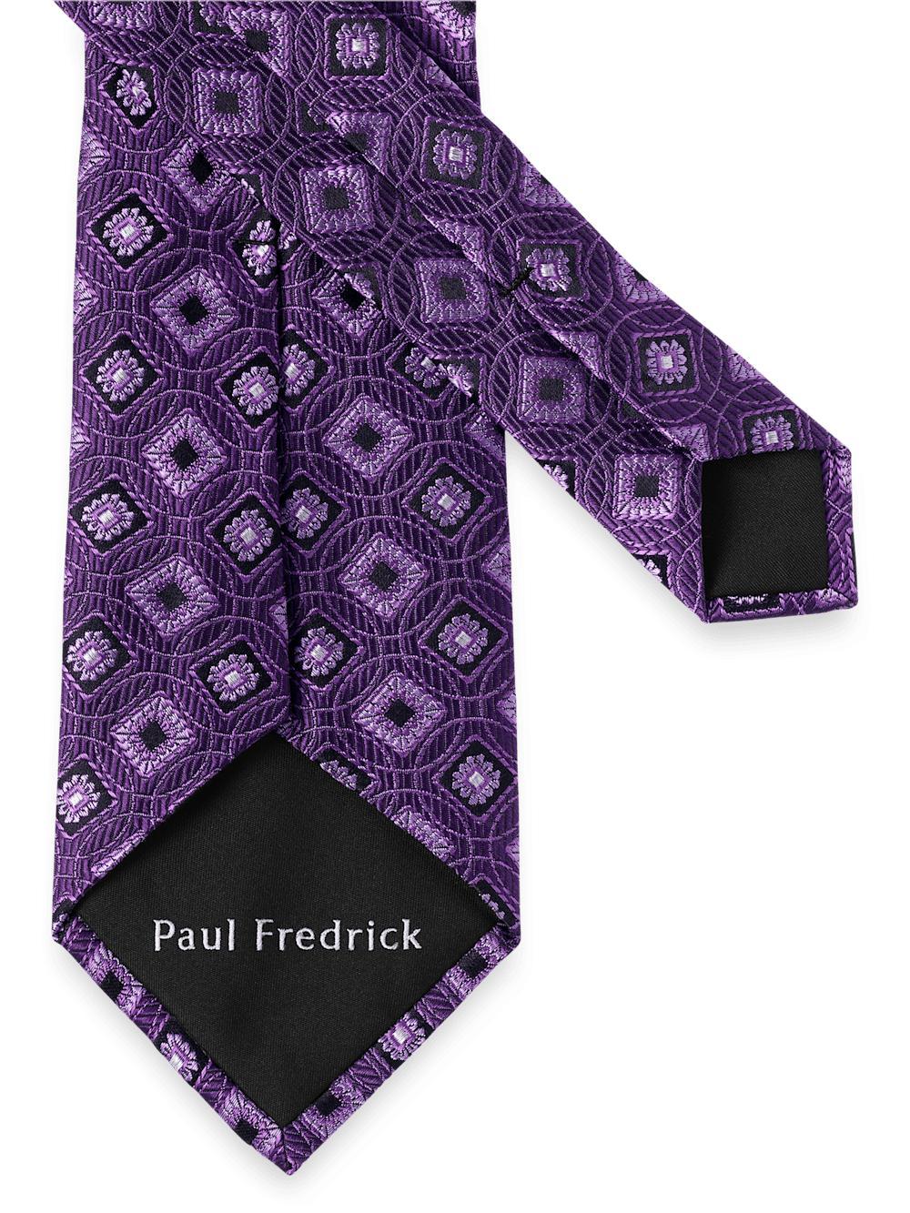 Medallion Woven Silk Tie - Purple Product Image