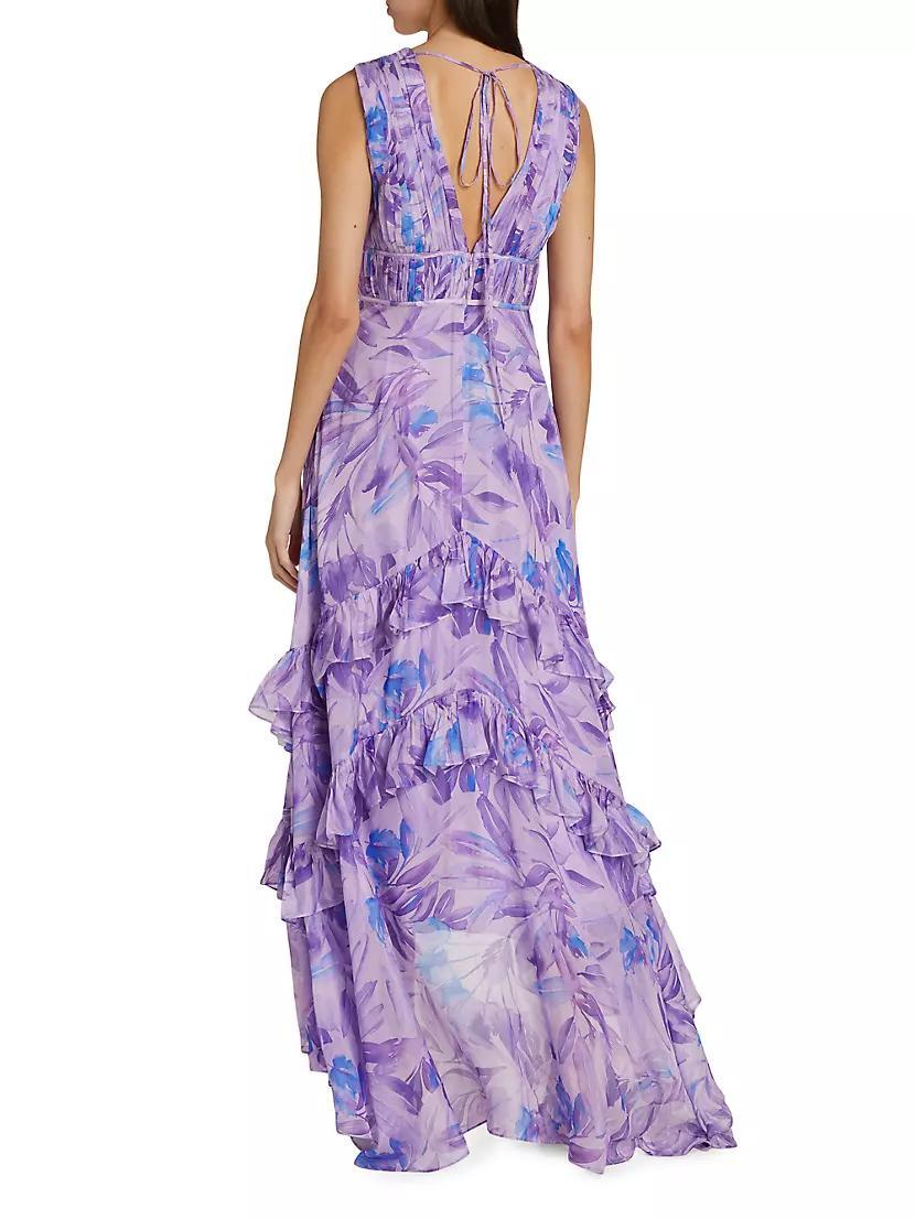 Senora Palm Ruffled High-Low Gown Product Image