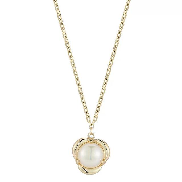 LUMINOR GOLD 14k Gold Freshwater Cultured Pearl Floral Pendant Necklace, Womens Product Image