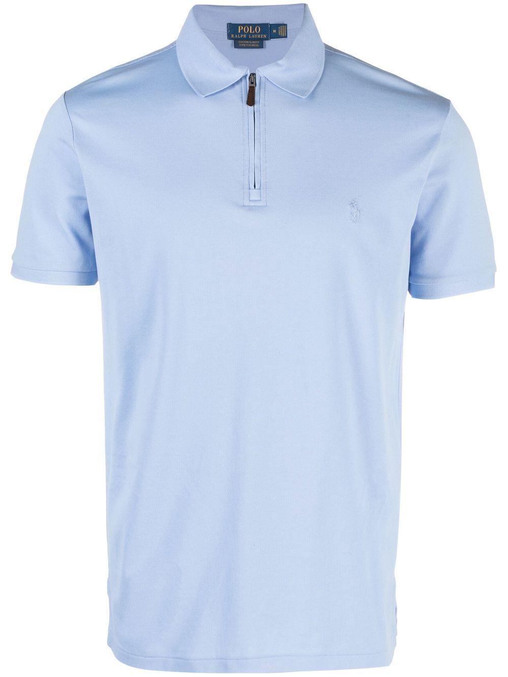 POLO RALPH LAUREN Short-sleeve Cotton Polo Shirt In Blue Product Image