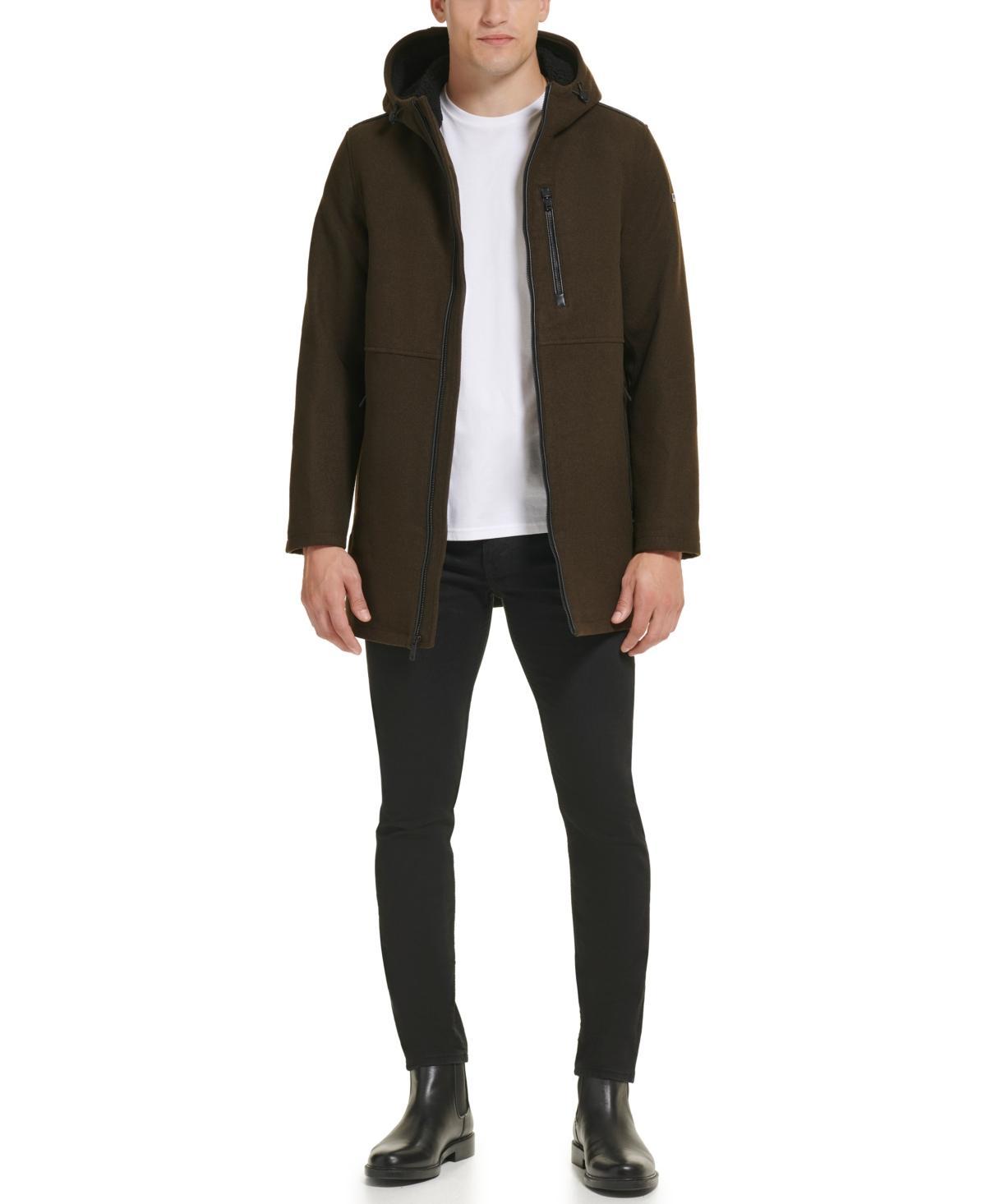 Kenneth Cole New York Long Sleeve Hooded Wool Blend Coat Product Image