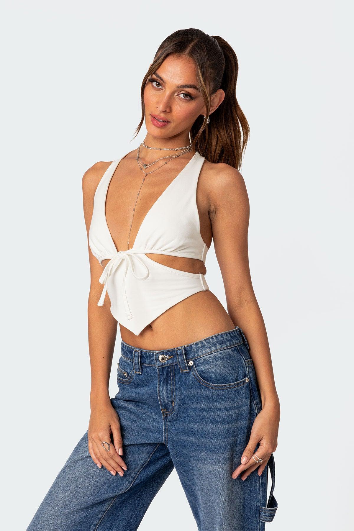 Cady Tie Front Cut Out Top Product Image