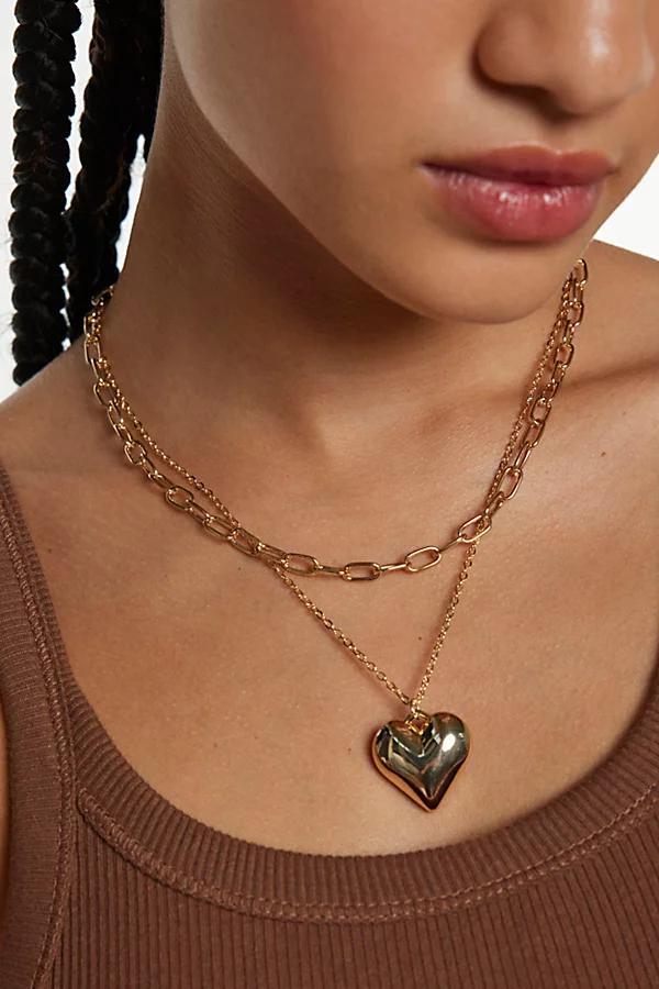 Essential Heart Charm Chain Layering Necklace Set Womens at Urban Outfitters Product Image