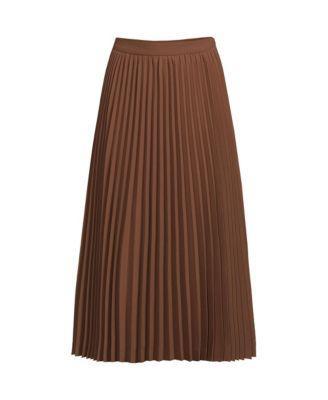 Lands End Womens Poly Crepe Pleated Midi Skirt Product Image